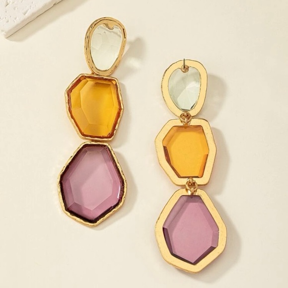 1Pair Multicolor Statement Drop Earrings - Picture 5 of 5